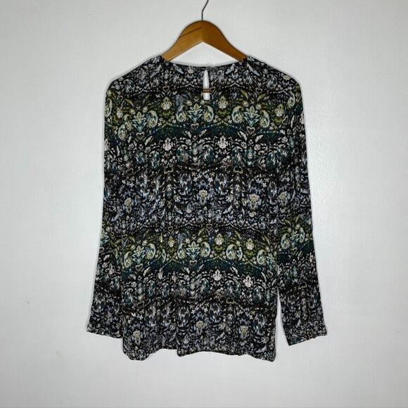 J Jill Dark Floral Argyle Stretchy Long Sleeve Blouse Size Small - Picture 8 of 8